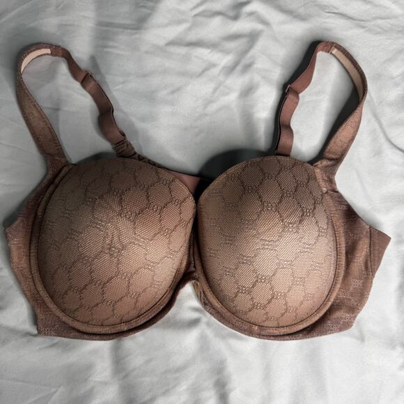 Soma Women's sz 38D Stunning Support Geo Lace Full Coverage Bra Brown/Dark Beige - Picture 1 of 8